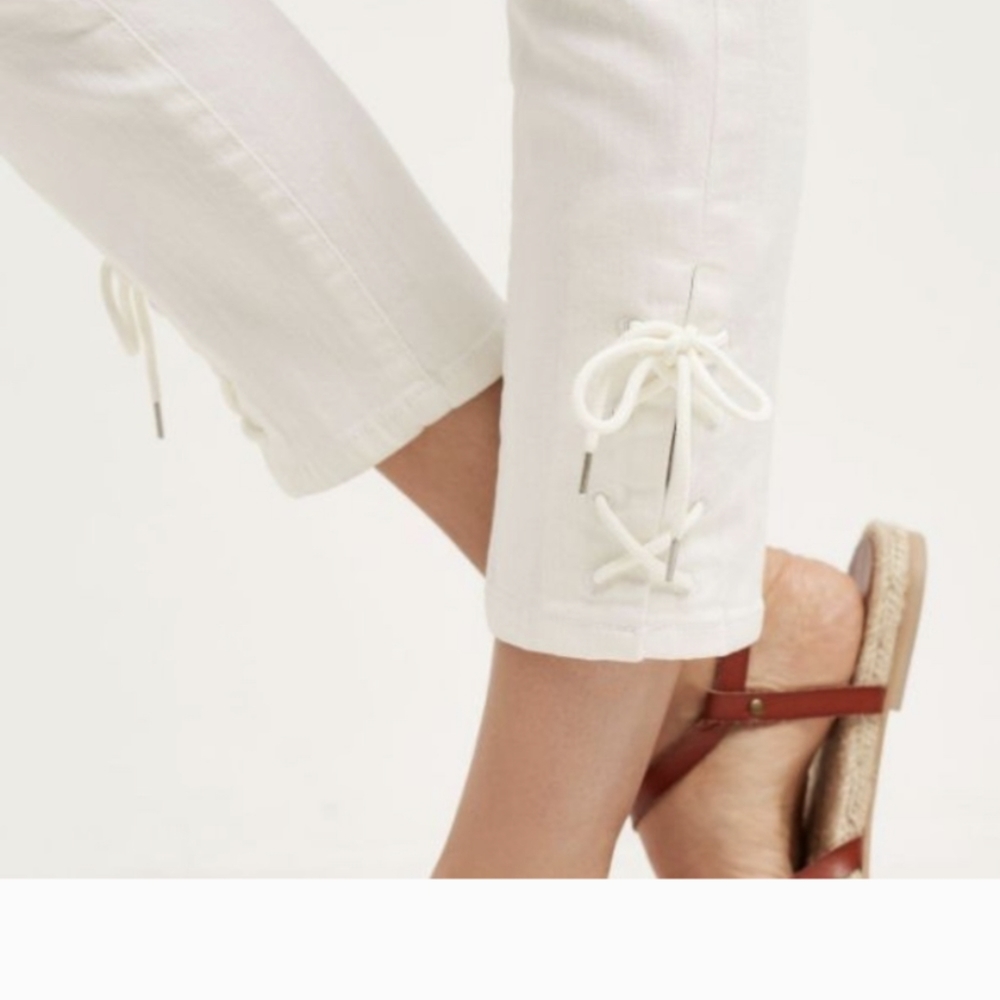 PILCRO And The LETTERPRESS‎ Anthropologie Stet Lace Up Crop Jeans Size 28 White